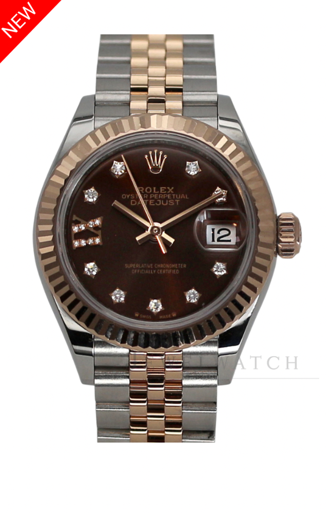 Rolex Lady-Datejust 28 – Chocolate Sunray Diamond Dial (Everose Rolesor) 279171