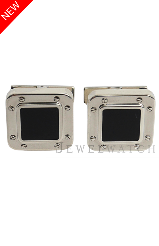 Cartier Santos Cufflinks – Silver & Onyx