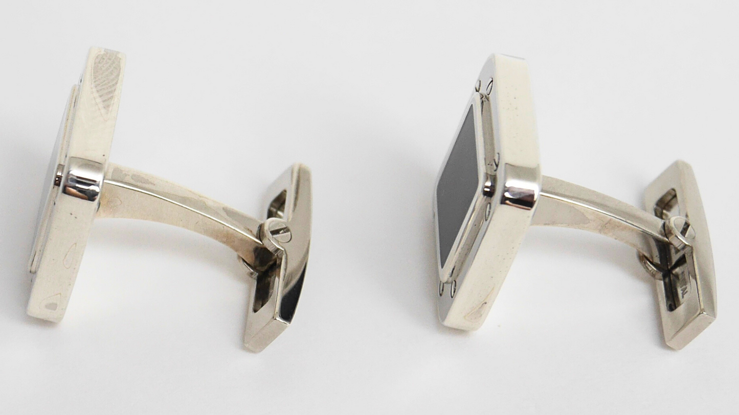 Cartier Santos Cufflinks – Silver & Onyx