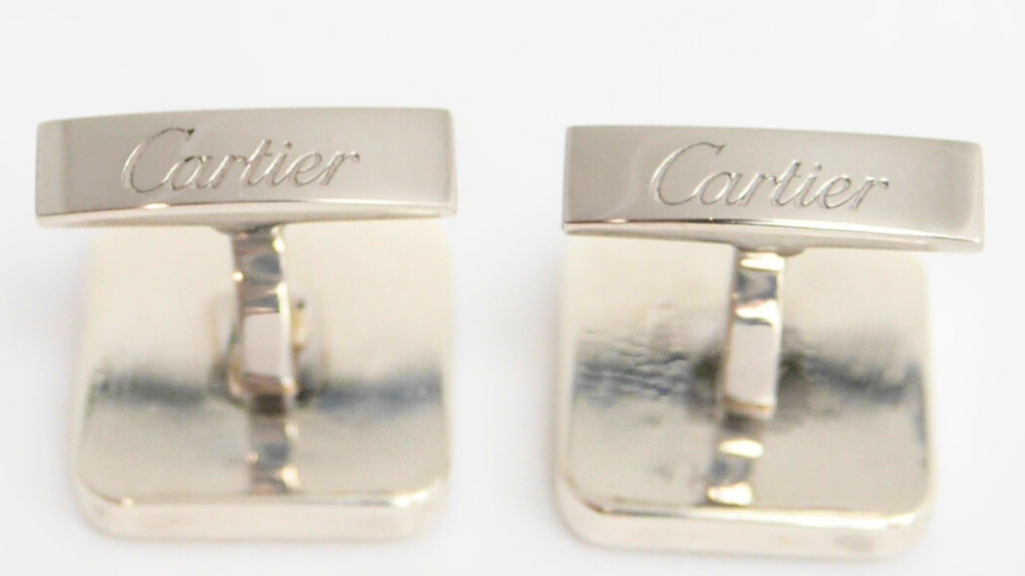 Cartier Santos Cufflinks – Silver & Onyx