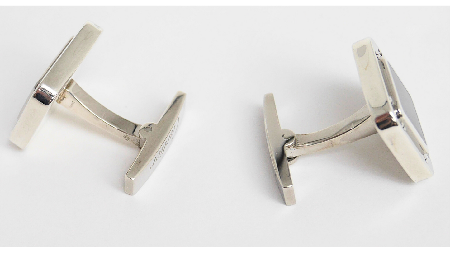 Cartier Santos Cufflinks – Silver & Onyx