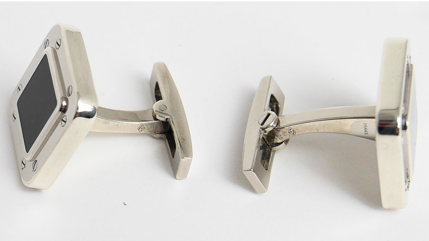 Cartier Santos Cufflinks – Silver & Onyx