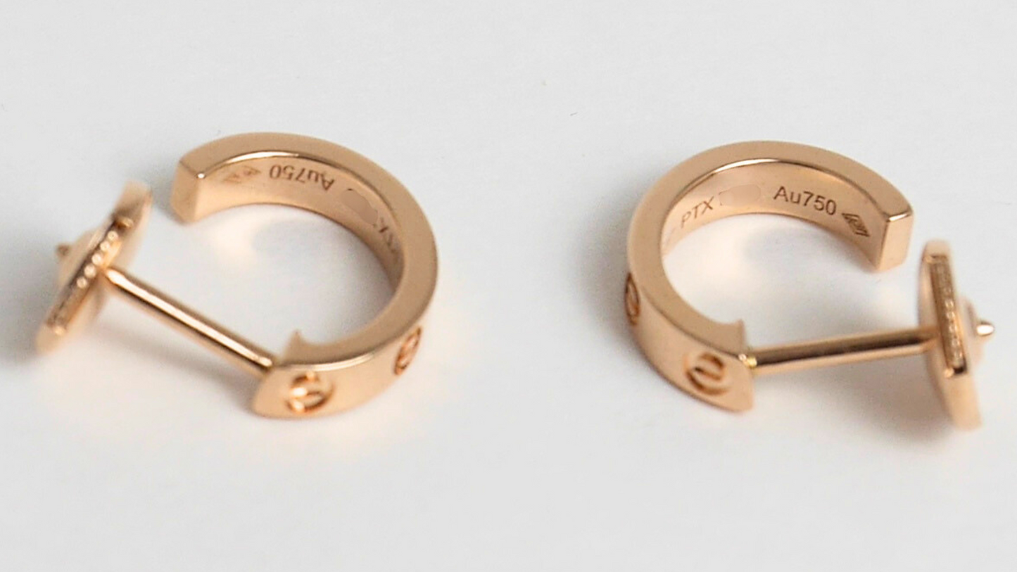 Cartier Love Hoop Earrings Small Model 18K Rose Gold B8029000