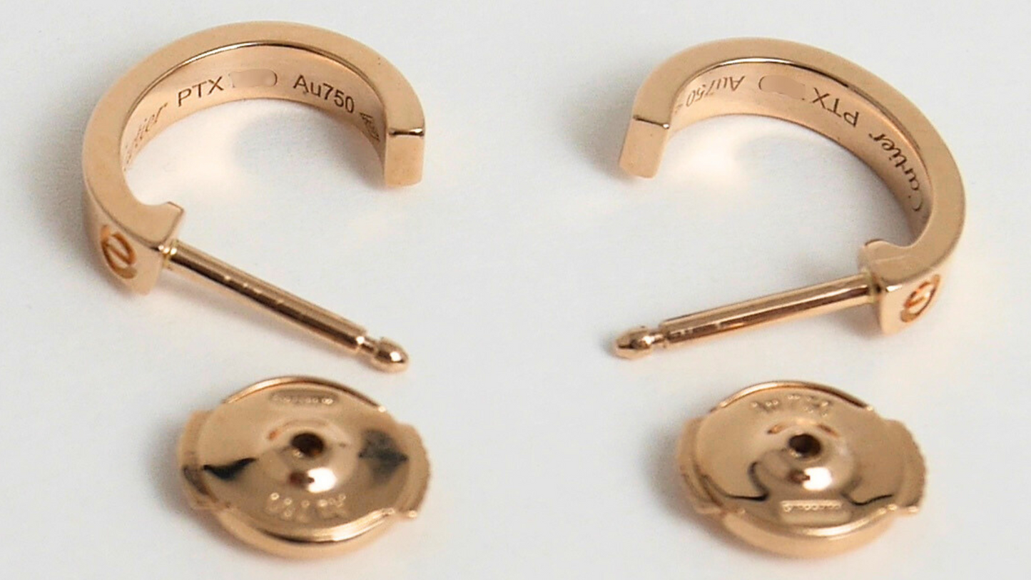 Cartier Love Hoop Earrings Small Model 18K Rose Gold B8029000