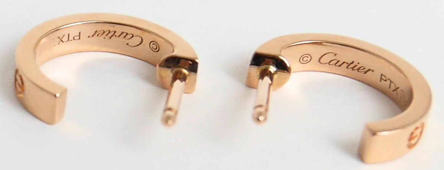 Cartier Love Hoop Earrings Small Model 18K Rose Gold B8029000