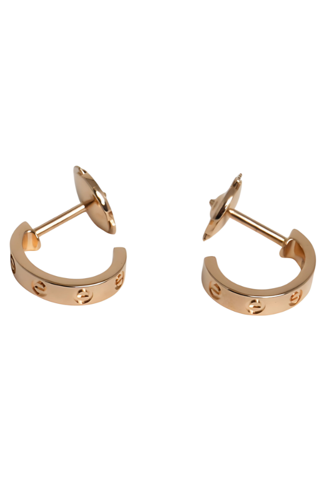 Cartier Love Hoop Earrings Small Model 18K Rose Gold B8029000