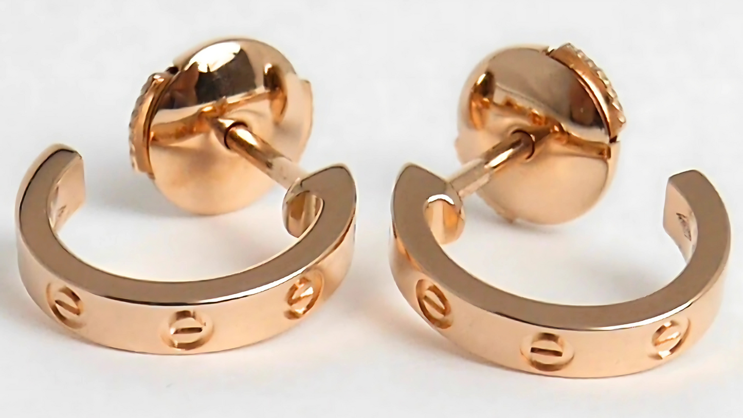 Cartier Love Hoop Earrings Small Model 18K Rose Gold B8029000