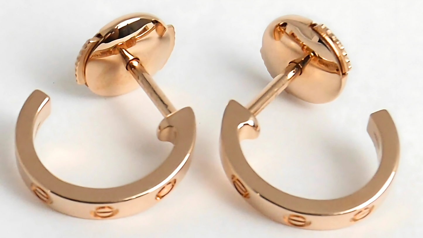 Cartier Love Hoop Earrings Small Model 18K Rose Gold B8029000