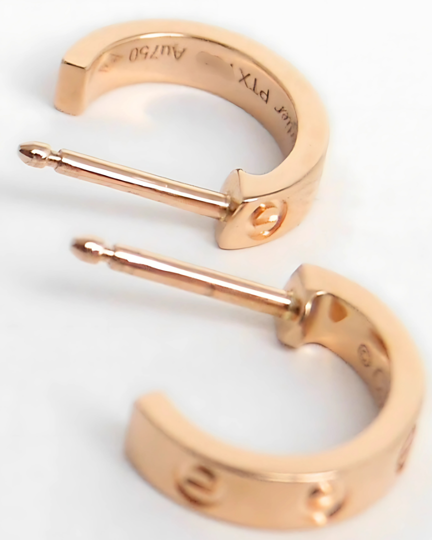 Cartier Love Hoop Earrings Small Model 18K Rose Gold B8029000